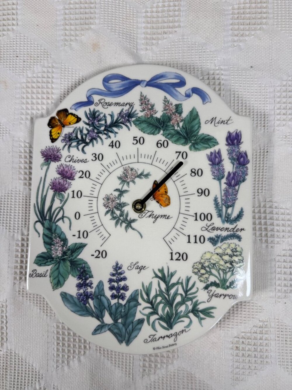 Herb Butterfly Ceramic Wall Thermometer Design By Olive Street Pottery NEW